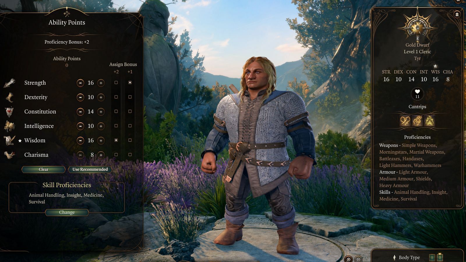 Baldur&#039;s Gate 3 - Dwarf Cleric (Image via Larian Studios)