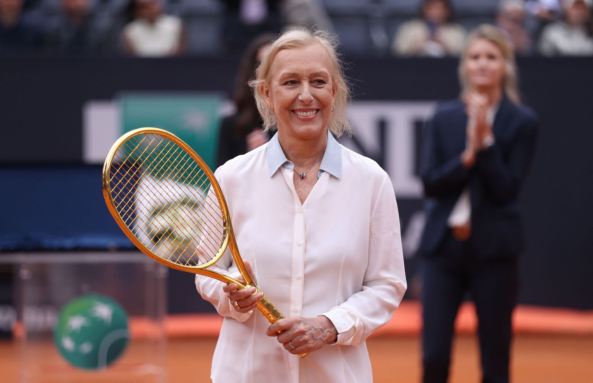 Martina Navratilova was awarded the Golden Racquet at the 2023 Internazionali BNL D'Italia, in Rome