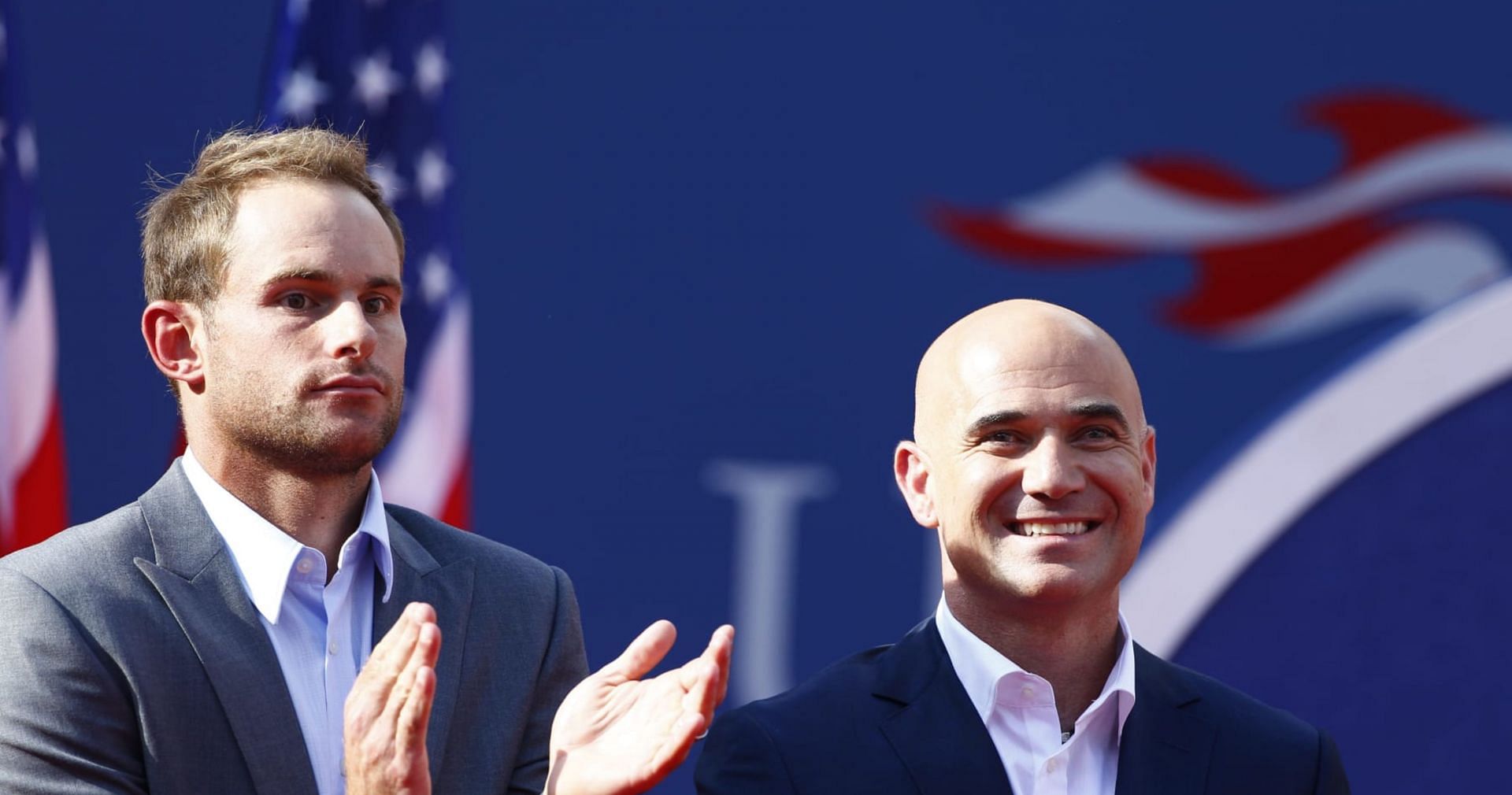 Andy Roddick and Andre Agassi pictured at the US Open