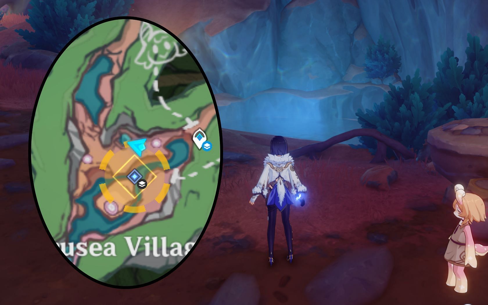 This is where you can access the underwater part in Merusea Village (Image via HoYoverse)