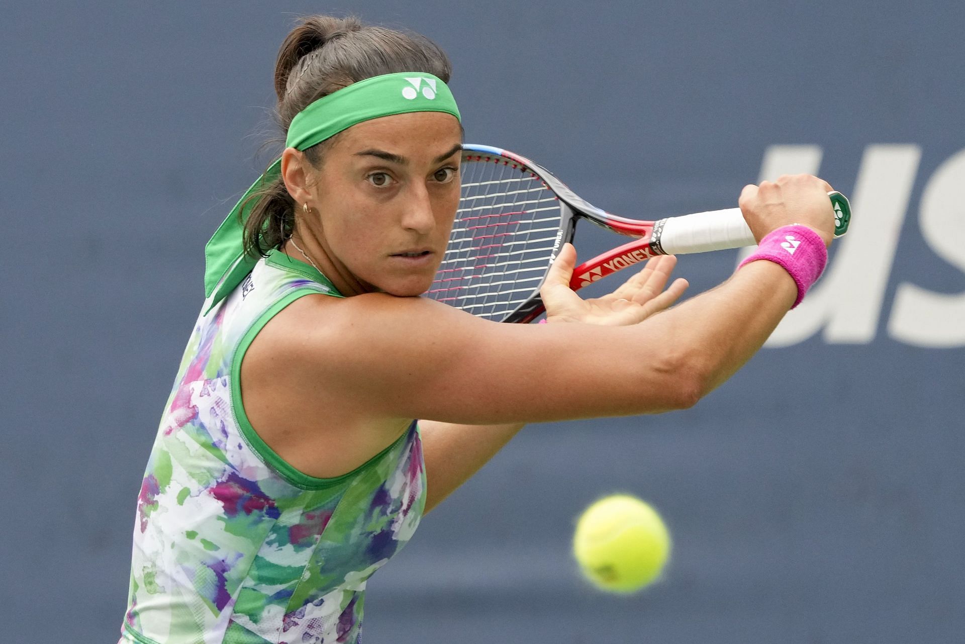 Caroline Garcia in action at the US Open