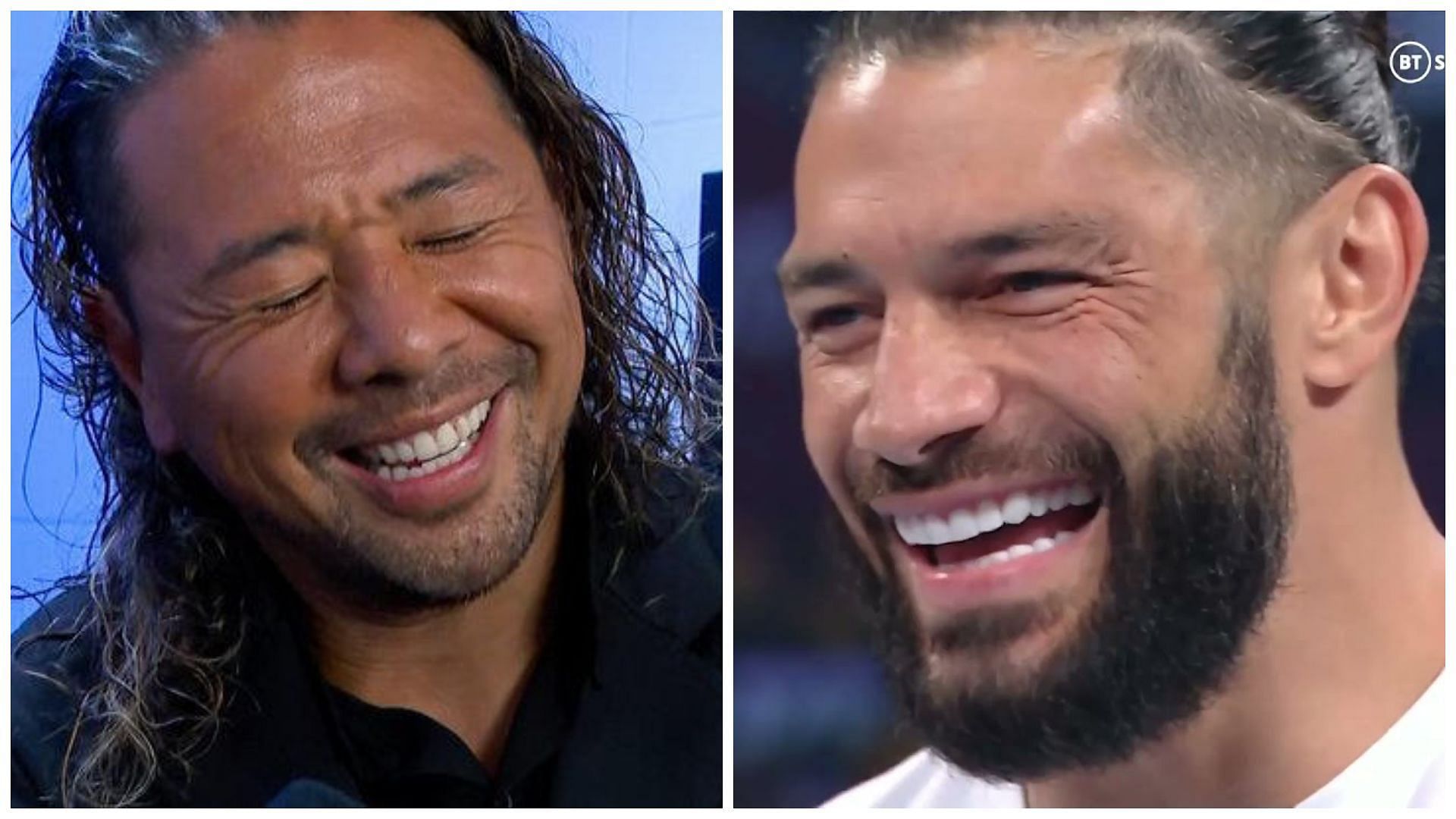 Shinsuke Nakamura (left); Roman Reigns (right).