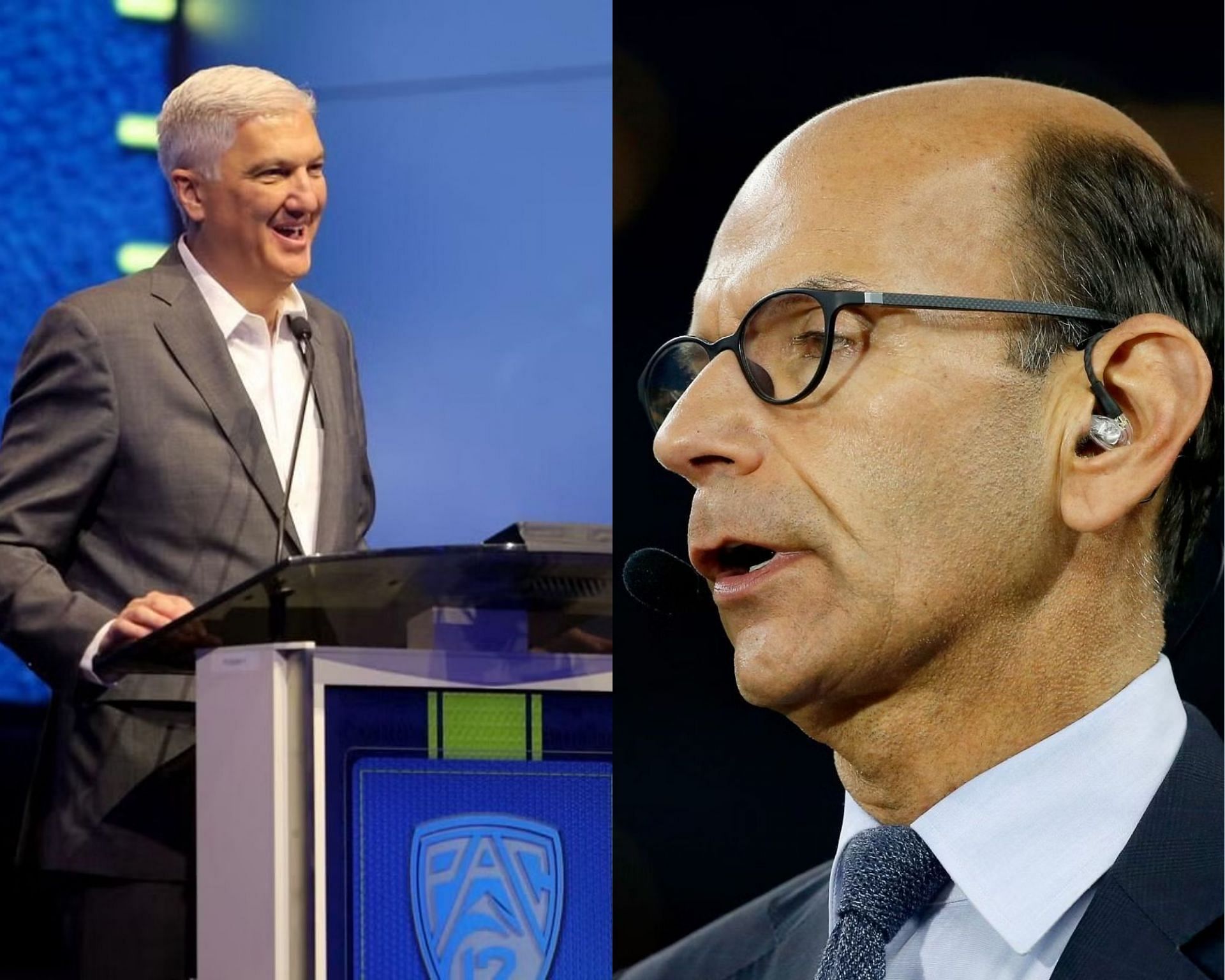 Pac-12 commissioner George Kliavkoff and Paul Finebaum