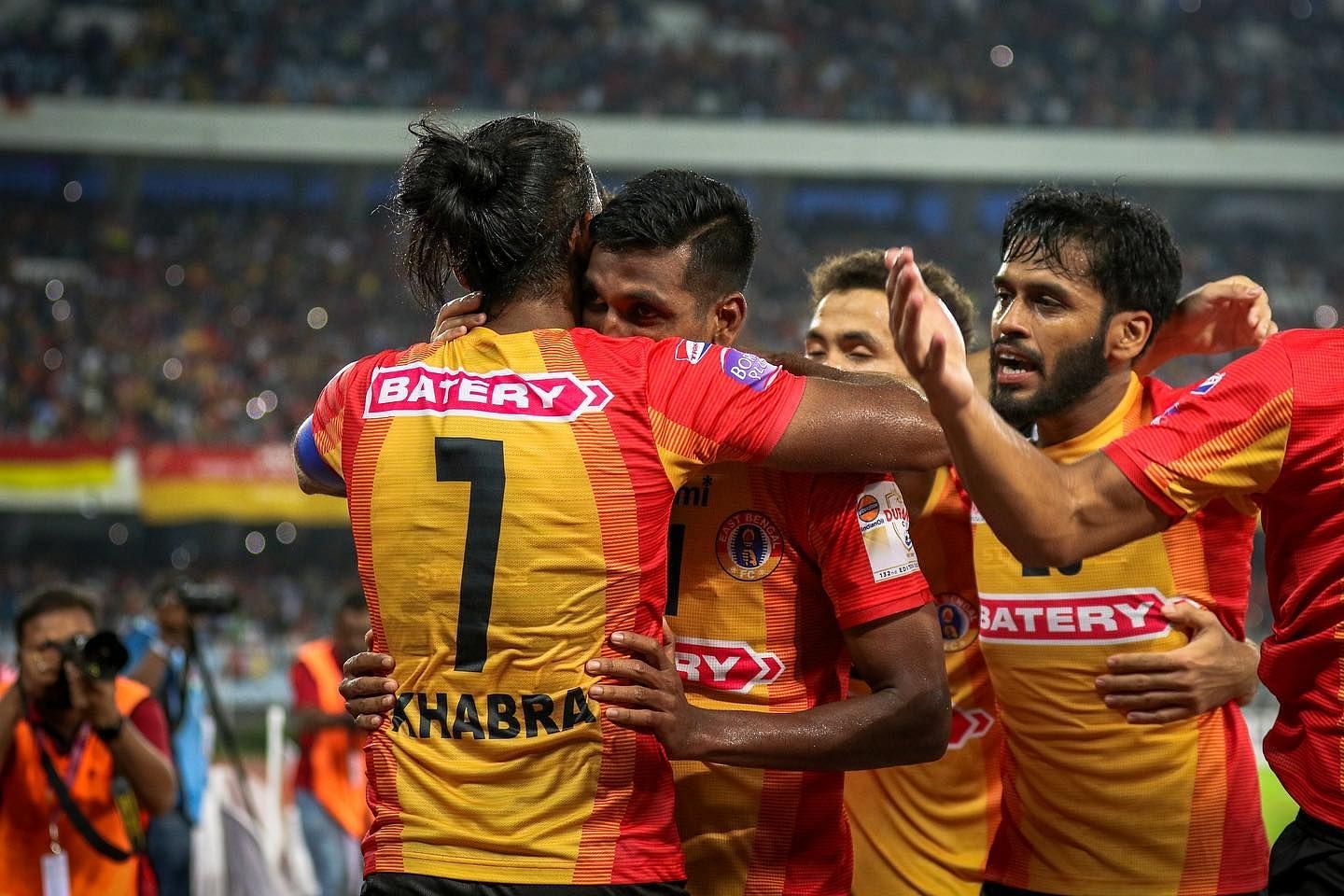 East Bengal Players celebrate after scoring the goal (Image courtesy: East Bengal SM)