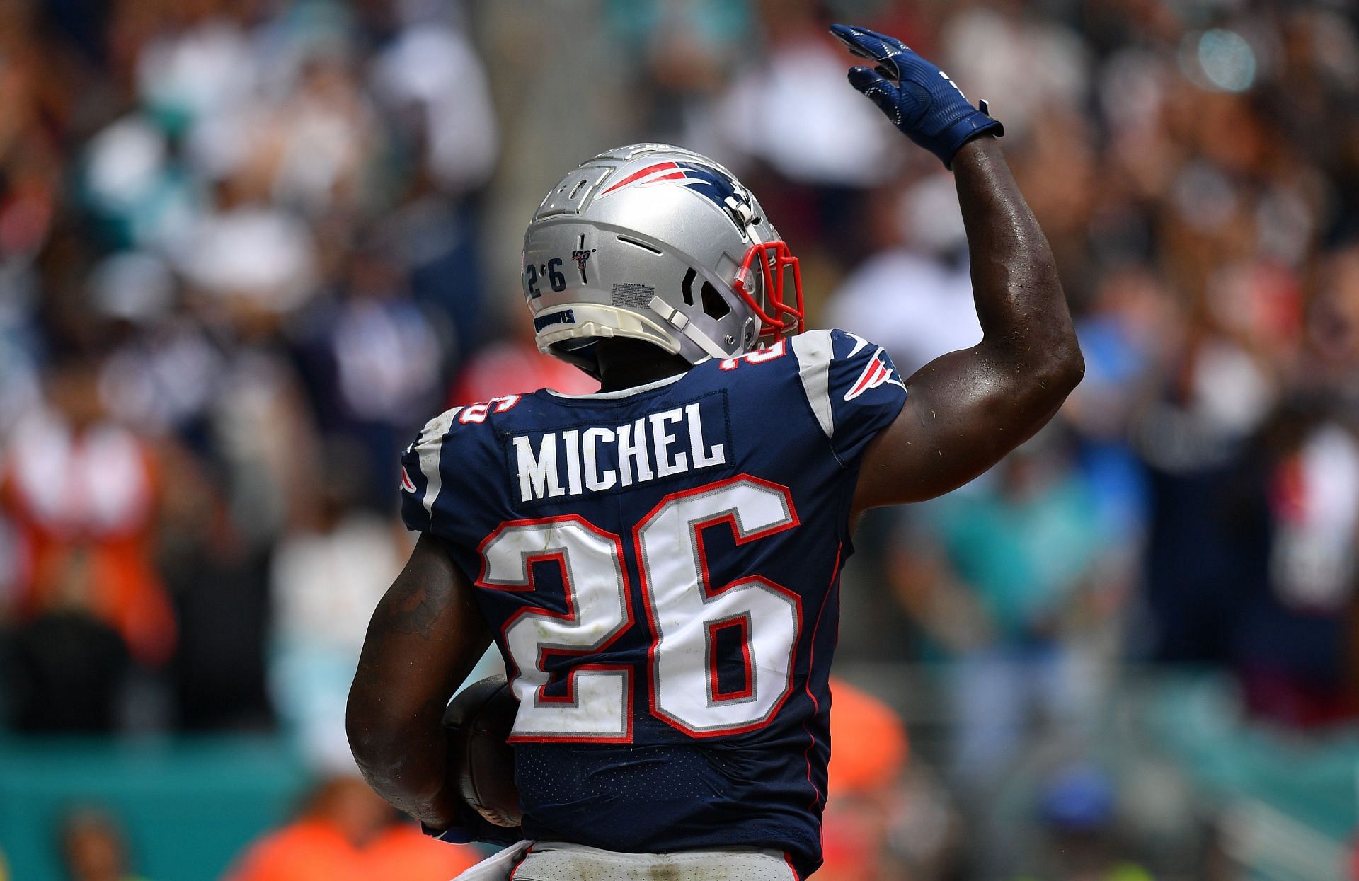 Sony Michel during New England Patriots v Miami Dolphins
