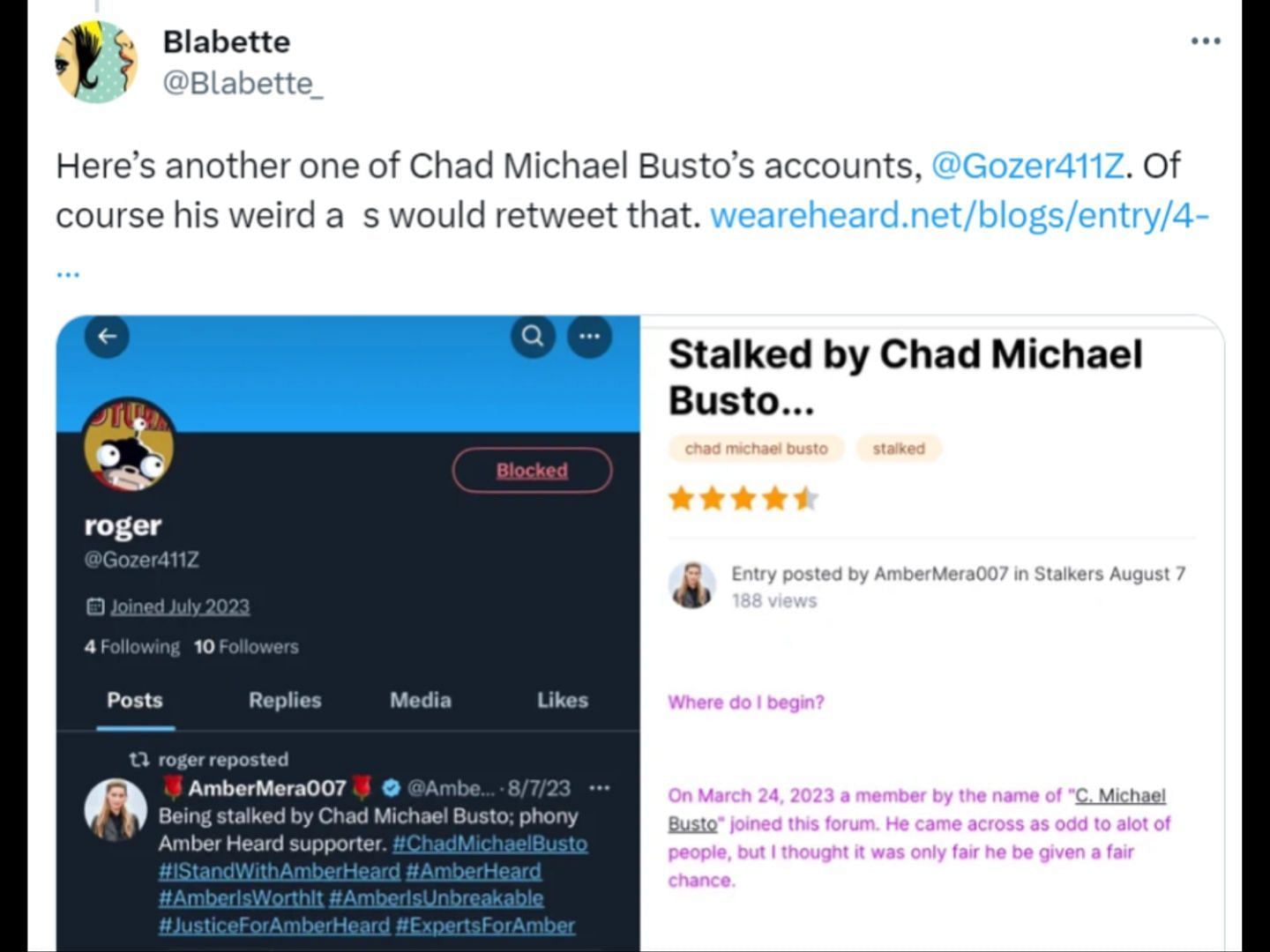 Chad has a history of stalking. (Image via Twitter)