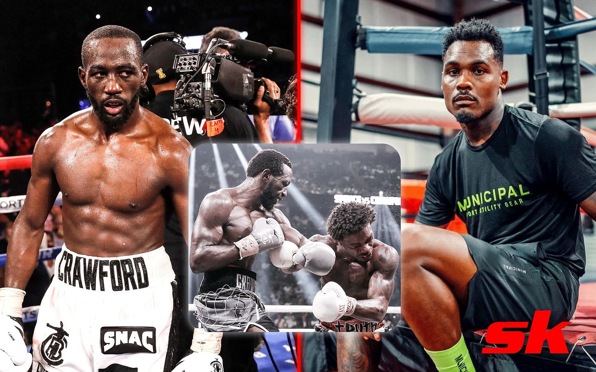 Terence Crawford (Left) Crawford vs. Spence (Middle), Jermell Charlo (Right) [Image courtesy: Getty, @twincharlo on Instagram]