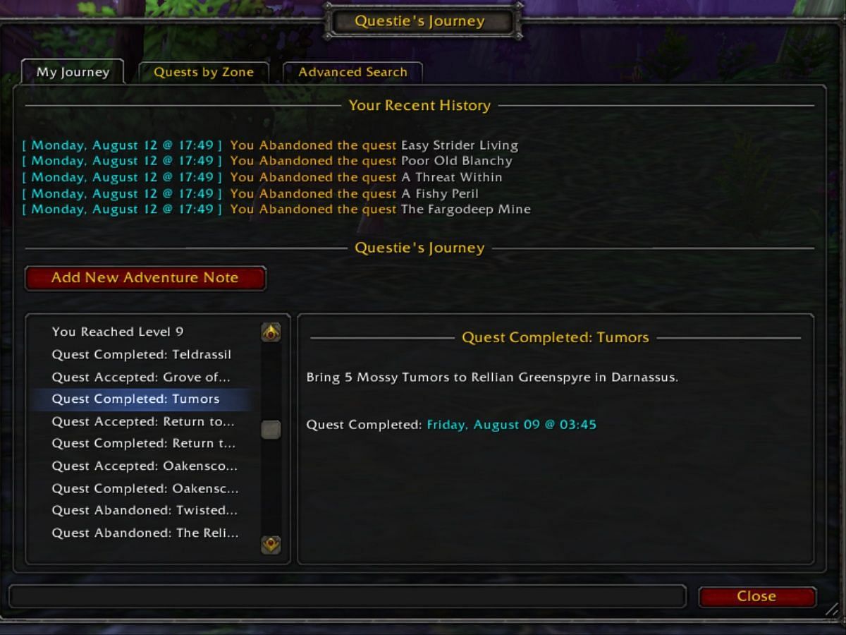 Finding and tracking quests has never been easier (Image via Questie/CurseForge)