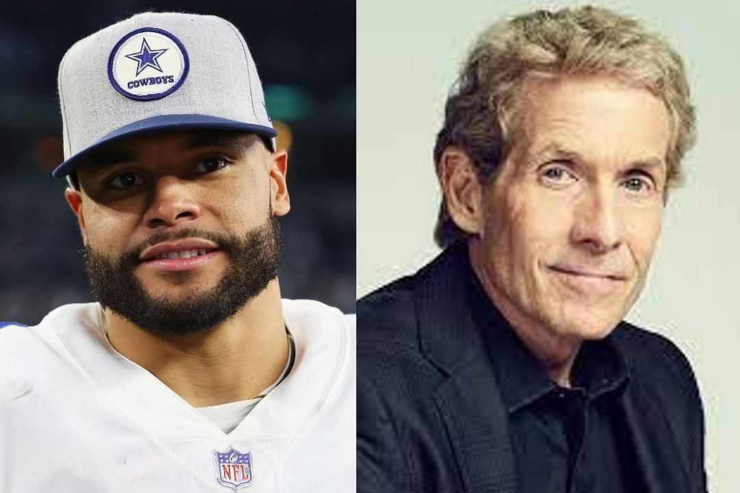 Dak Prescott, left, Skip Bayless, right 