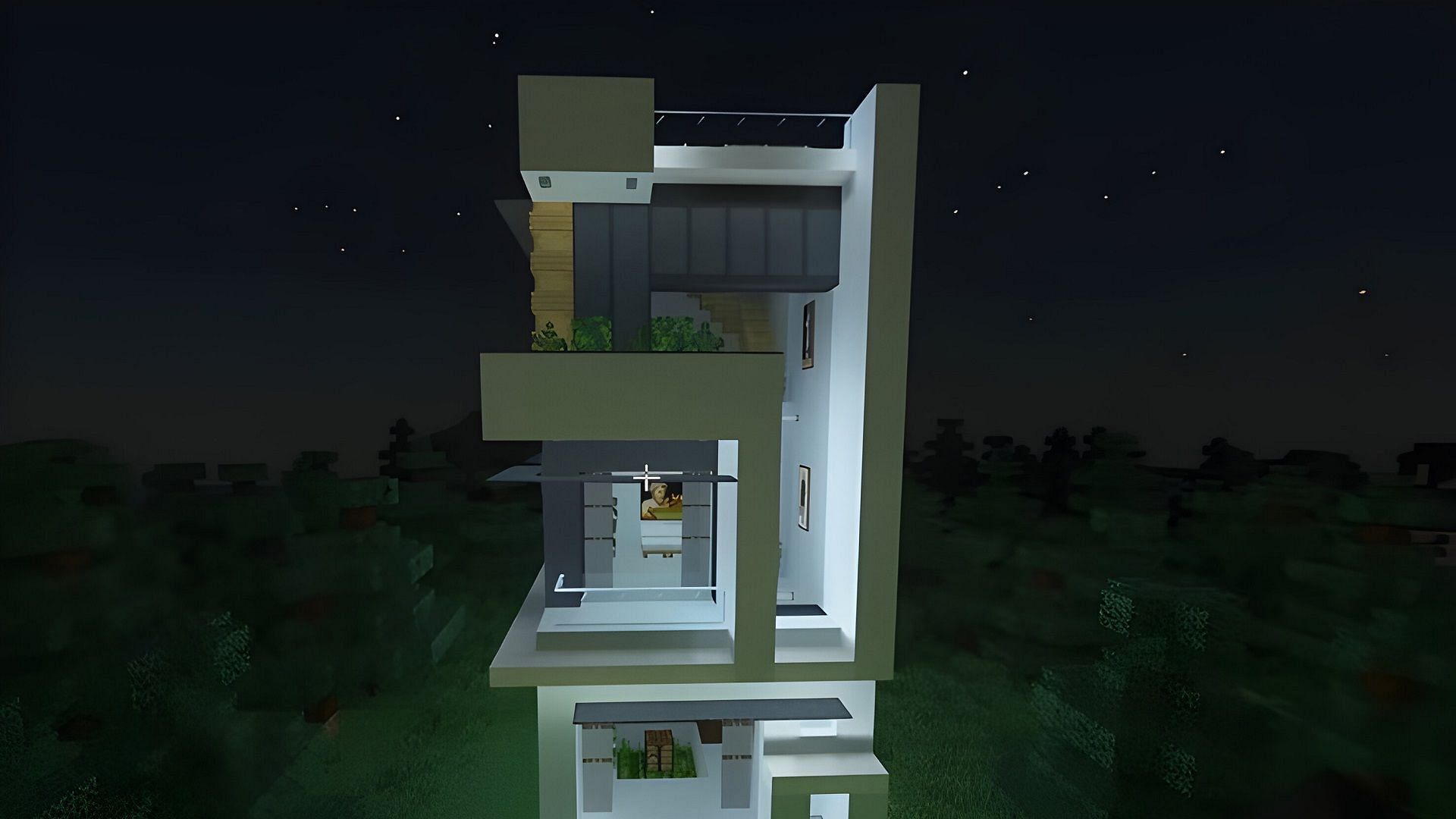 Minecraft builds with a modern aesthetic don&#039;t always stick to large or small forms (Image via TrixyBlox/YouTube)