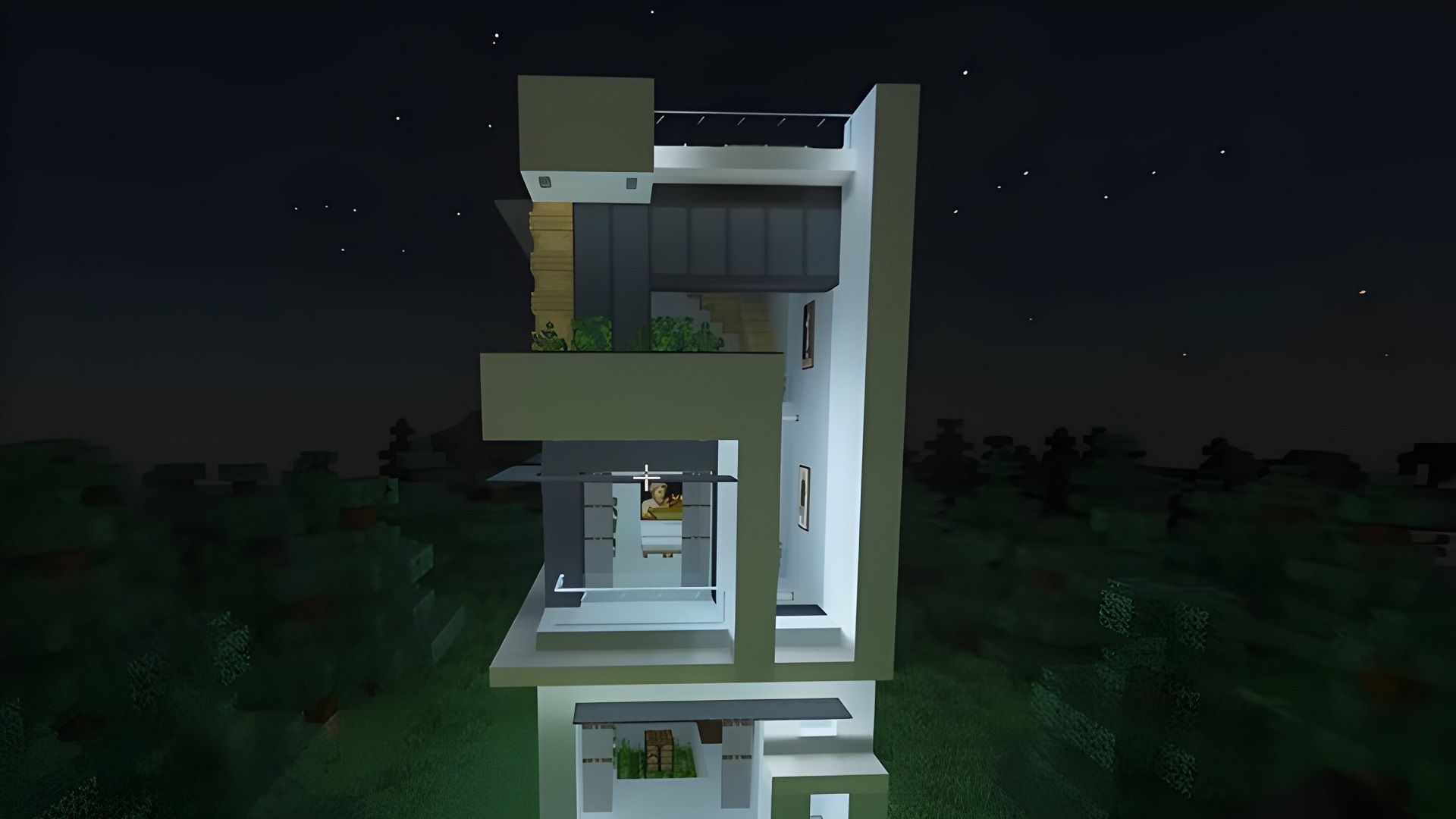 Minecraft builds with a modern aesthetic don&#039;t always stick to large or small forms (Image via TrixyBlox/YouTube)