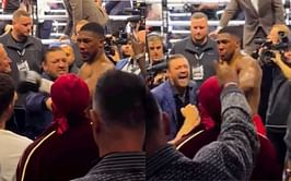Watch: Conor McGregor’s aggressive face-to-face interaction with KSI at Joshua vs. Helenius event