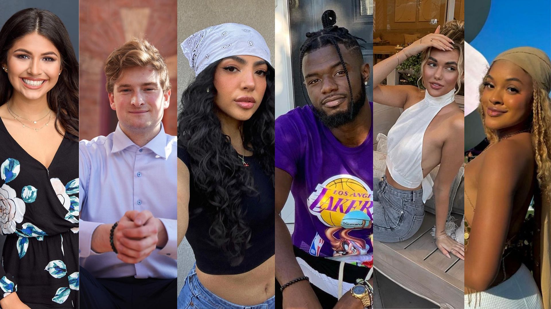 Love Island USA contestants get emotional after family messages. (Images via Instagram/@kass.c @bergielicious35 @johnnieolivia @kylito623 @carmen_kocourek and @misshannnahw)