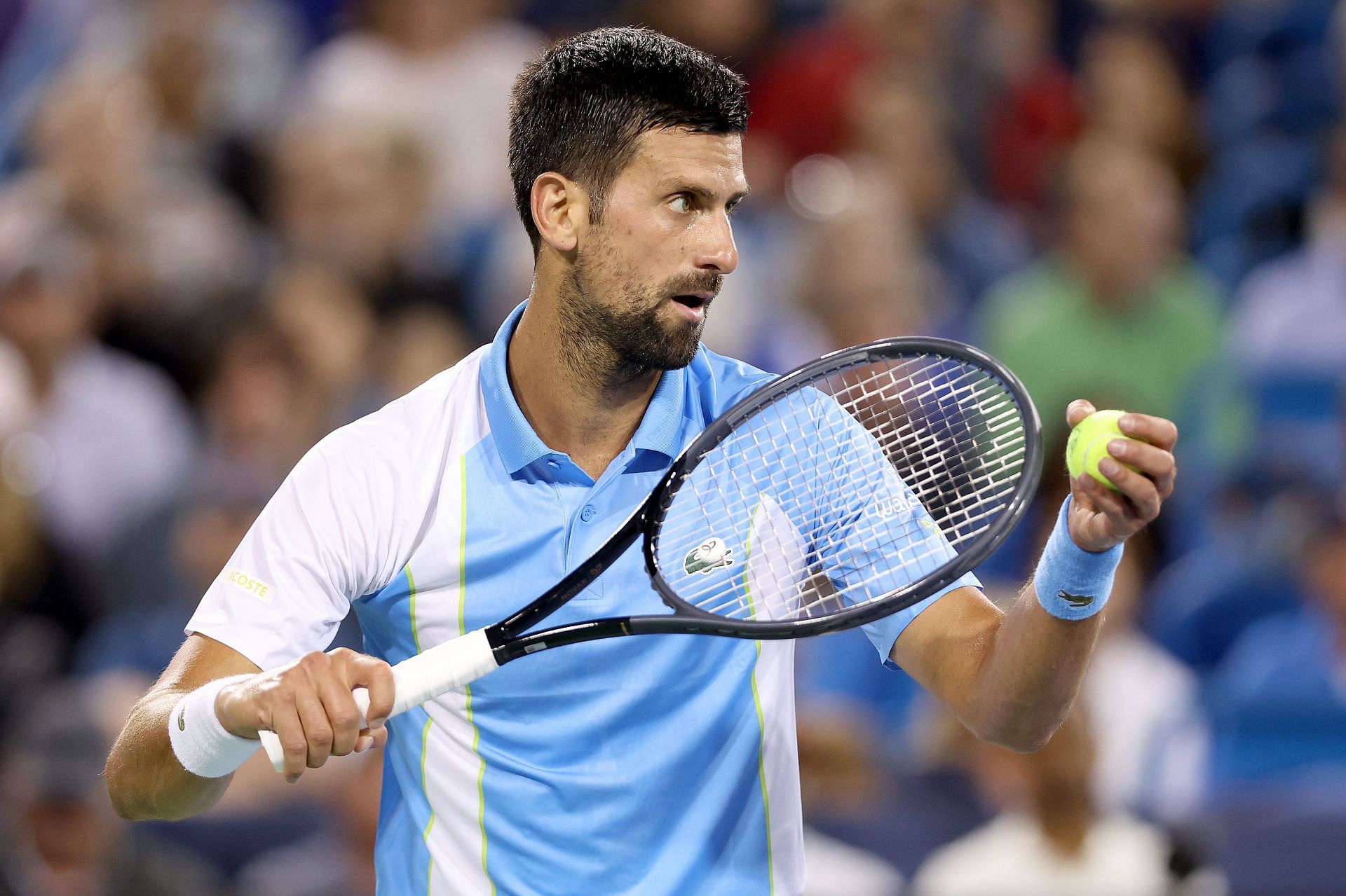 Novak Djokovic in action at the Western &amp; Southern Open