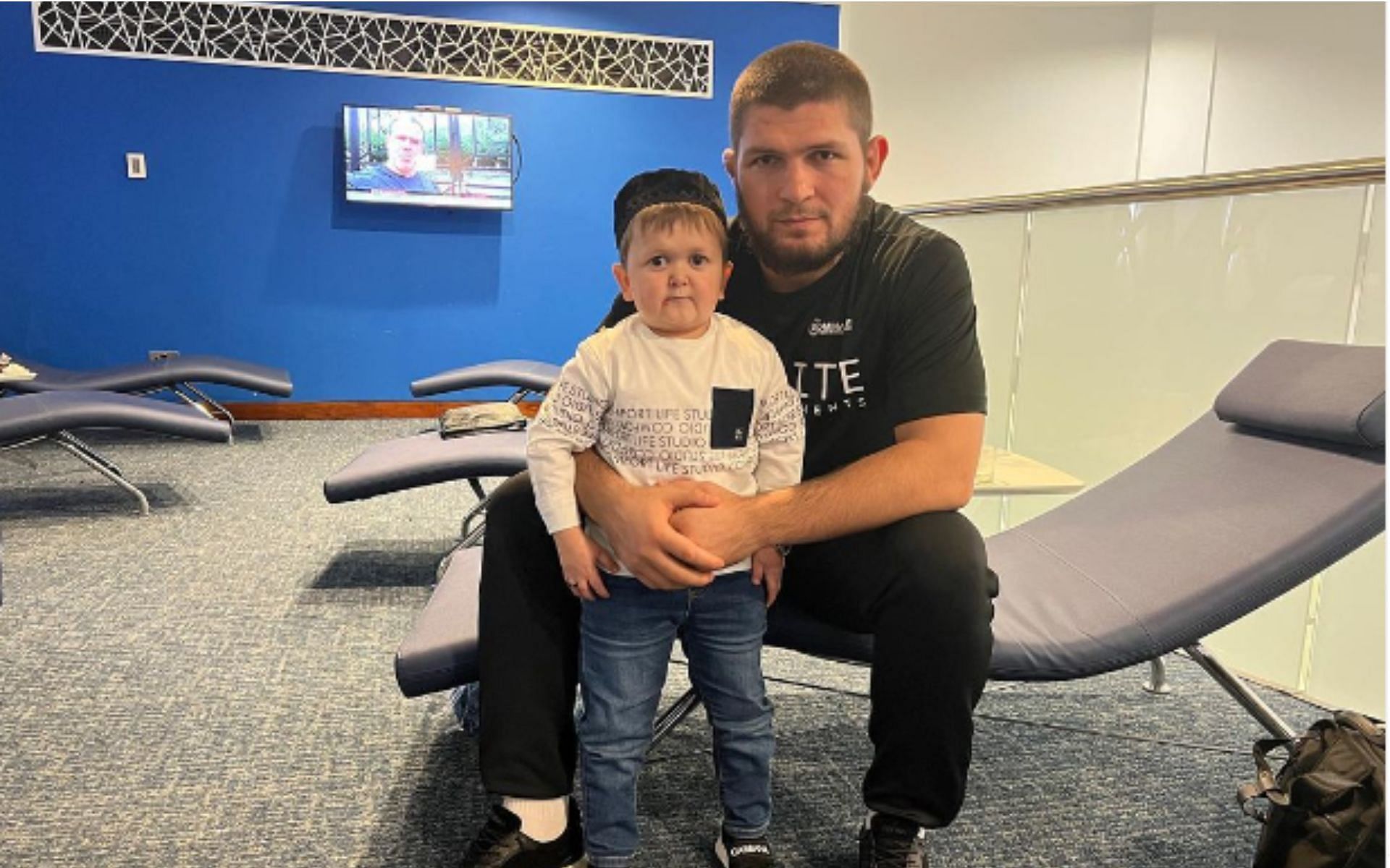 Khabib Nurmagomedov &amp; Hasbulla [Image source: @hasbulla.hushetskiy]