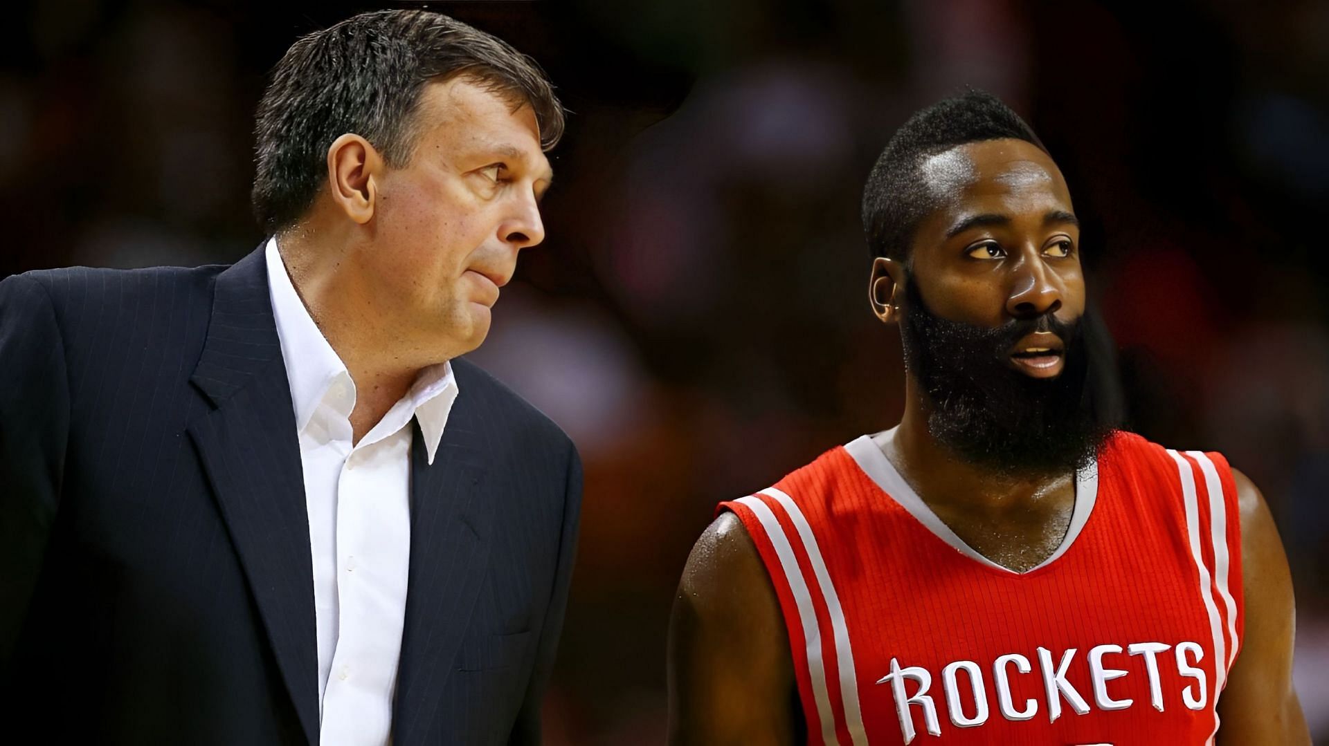 Former Houston Rockets coach Kevin McHale and former Rockets superstar guard James Harden