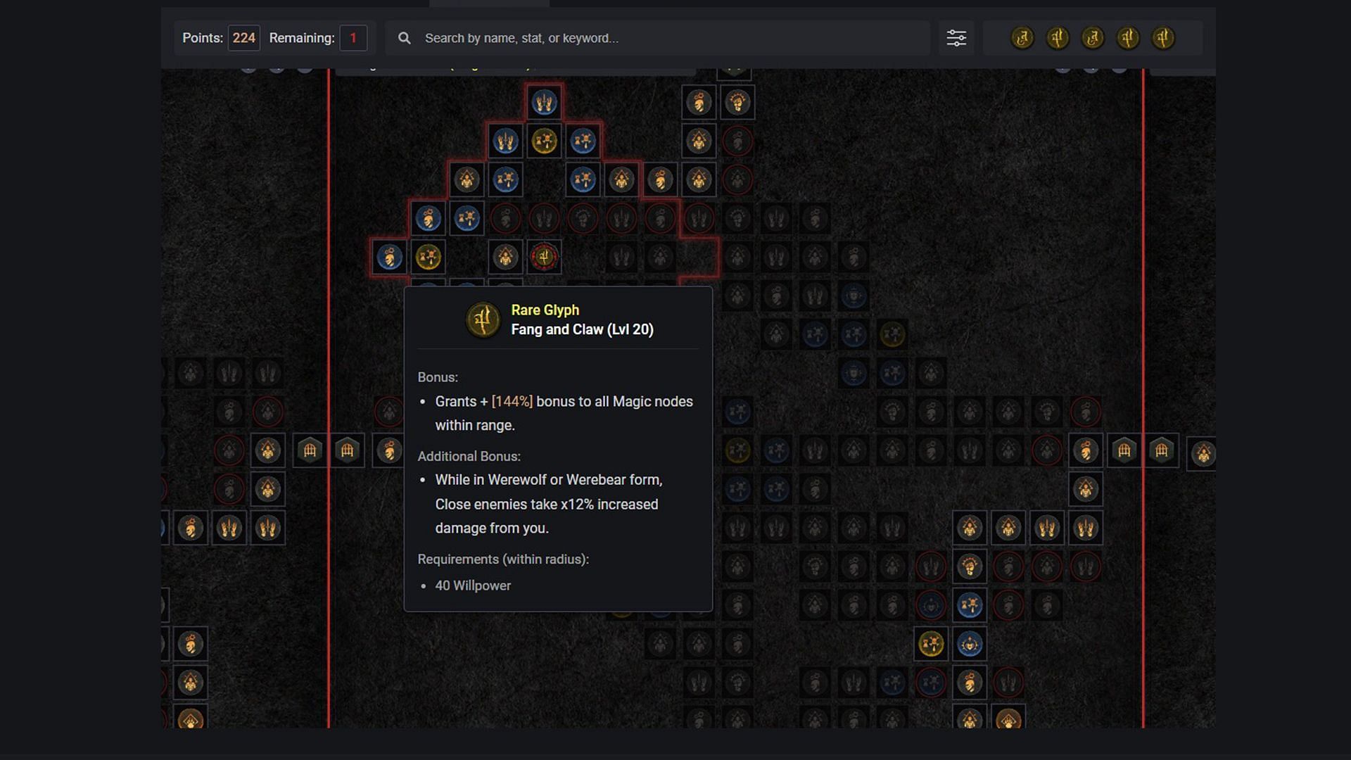 Fang and Claw Glyph in Diablo 4 (Image via Blizzard Entertainment)