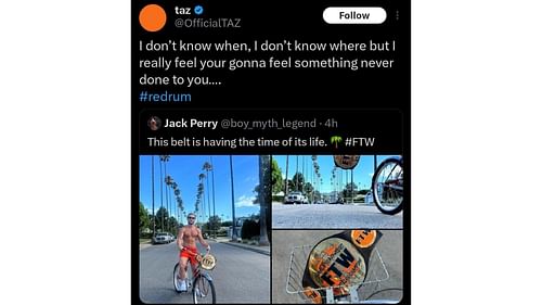 Taz's recent tweet for Jungle Boy Jack Perry