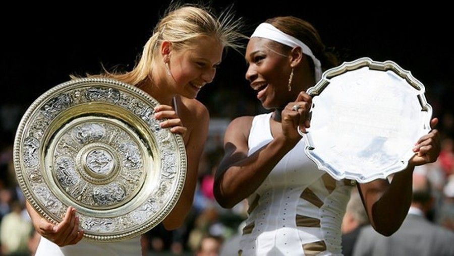 Serena Williams and Maria Sharapova after the 2004 Wimbledon final