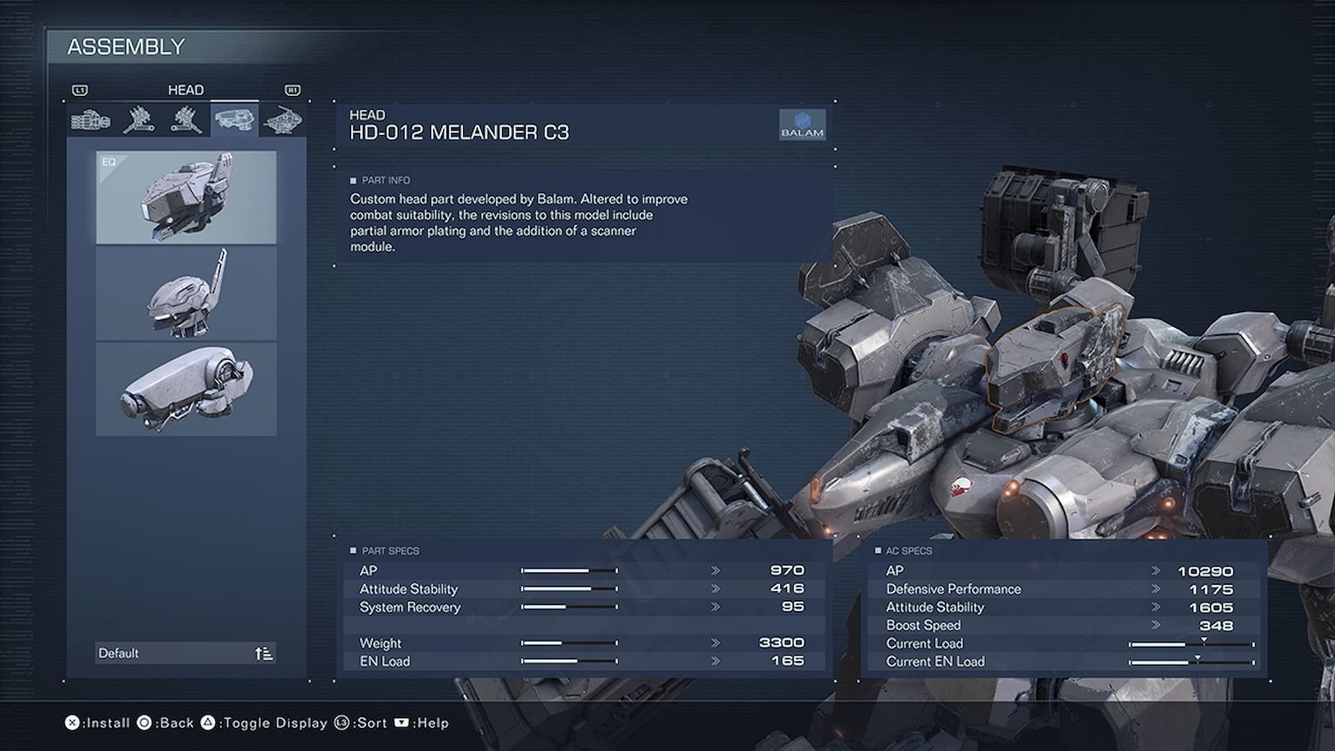 MELANDER C3 is a perfect head choice for this Armored Core 6 tank build (Image via FromSoftware)