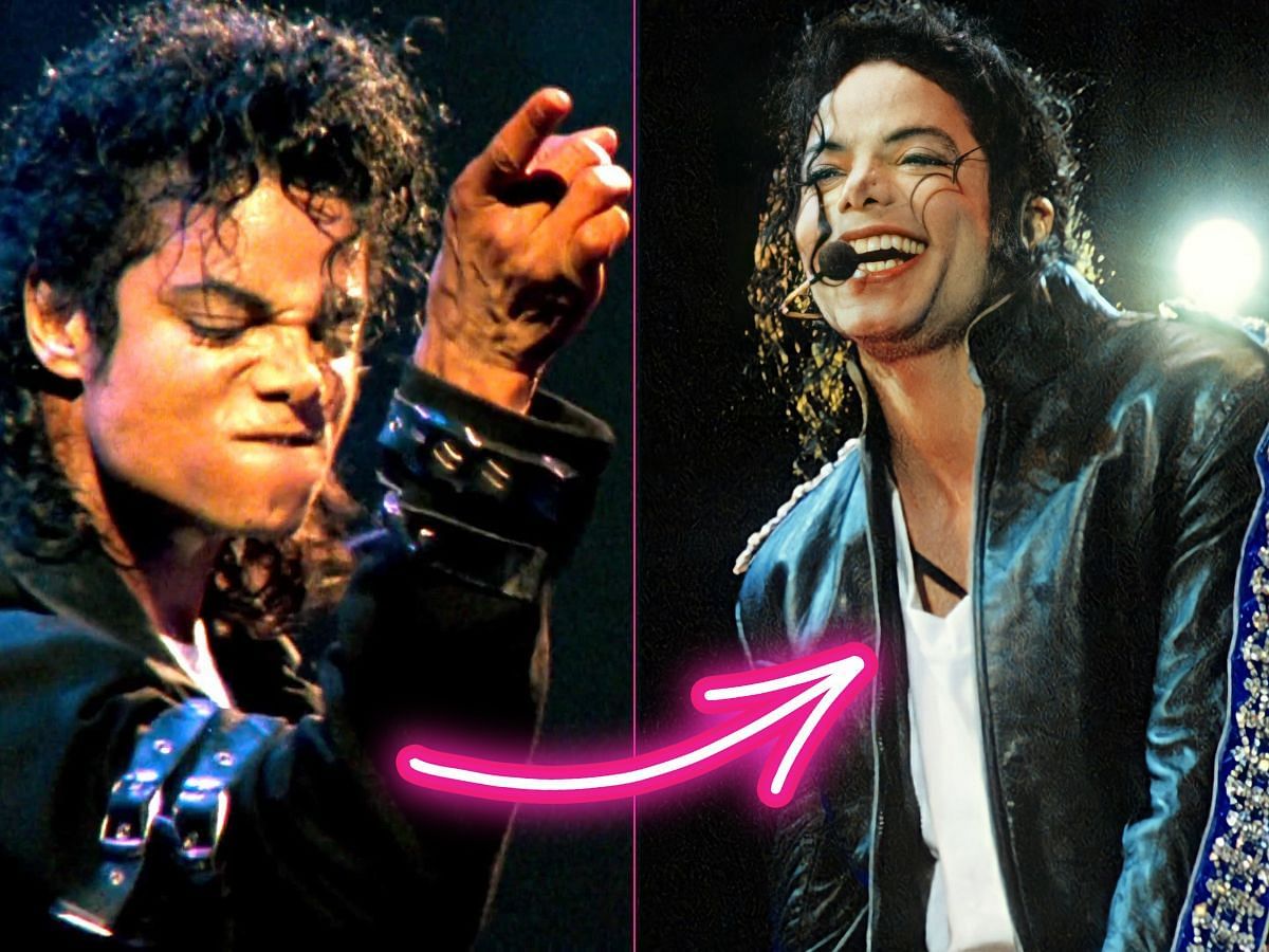 Stills of Michael Jackson before (left) and after (right) surgery