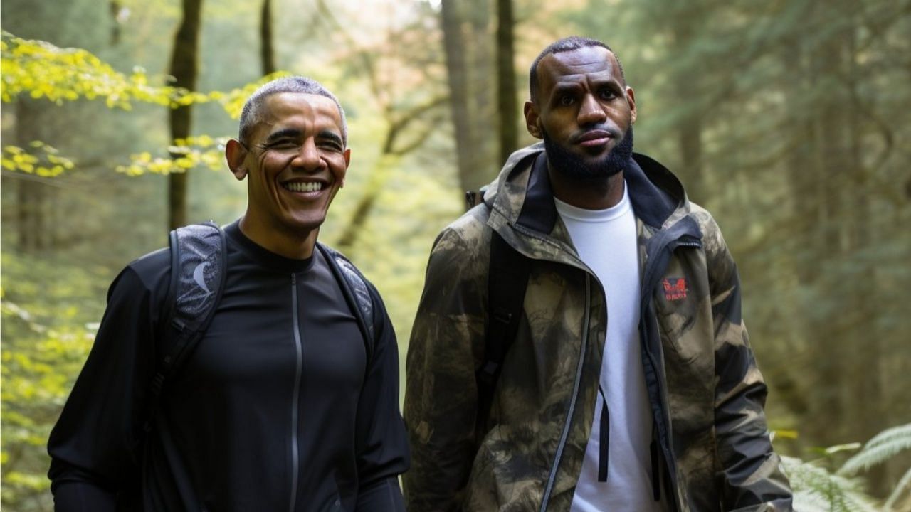 Barack Obama and LeBron James (Photo: @jeazous/Twitter)