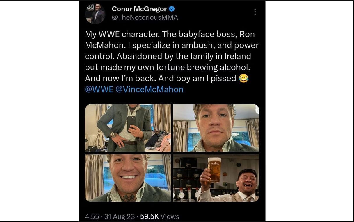A screengrab of Conor McGregor&#039;s post