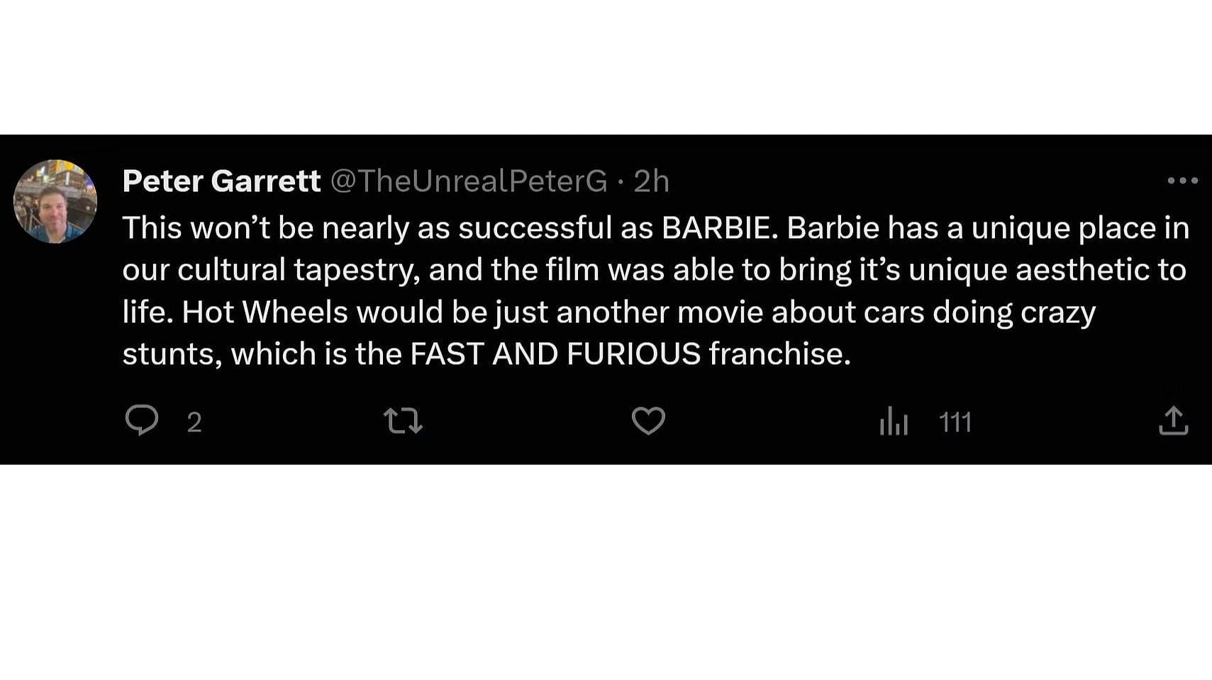 A tweet reply to Discussing Film&#039;s post about WB&#039;s future plans (Image via X)