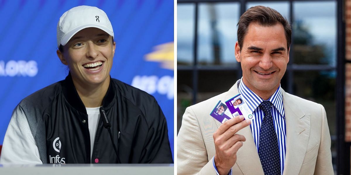 Iga Swiatek (L) and Roger Federer (R)