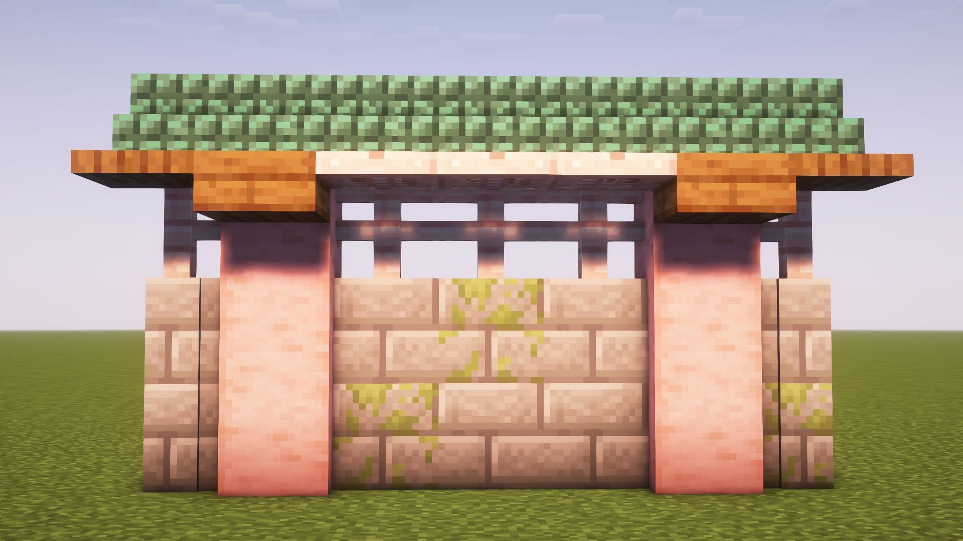 Japanese-style wall in Minecraft (Image via Mojang)
