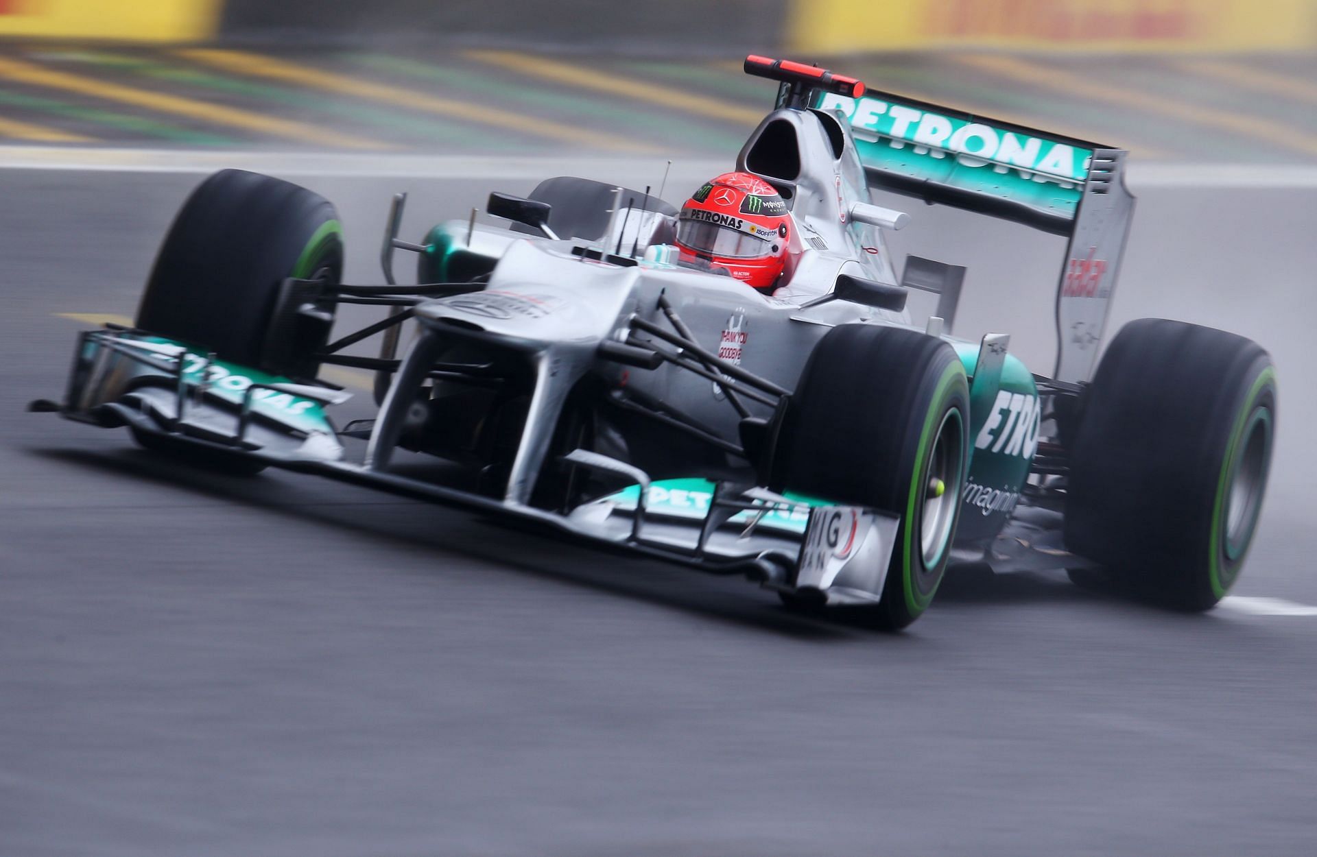 Michael Schumacher in the Mercedes, 2012 (Photo by Clive Mason/Getty Images)