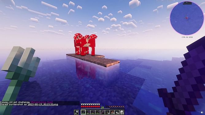 Minecraft player finds the smallest mushroom island
