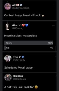 Fans react as Messi starts for Inter Miami.