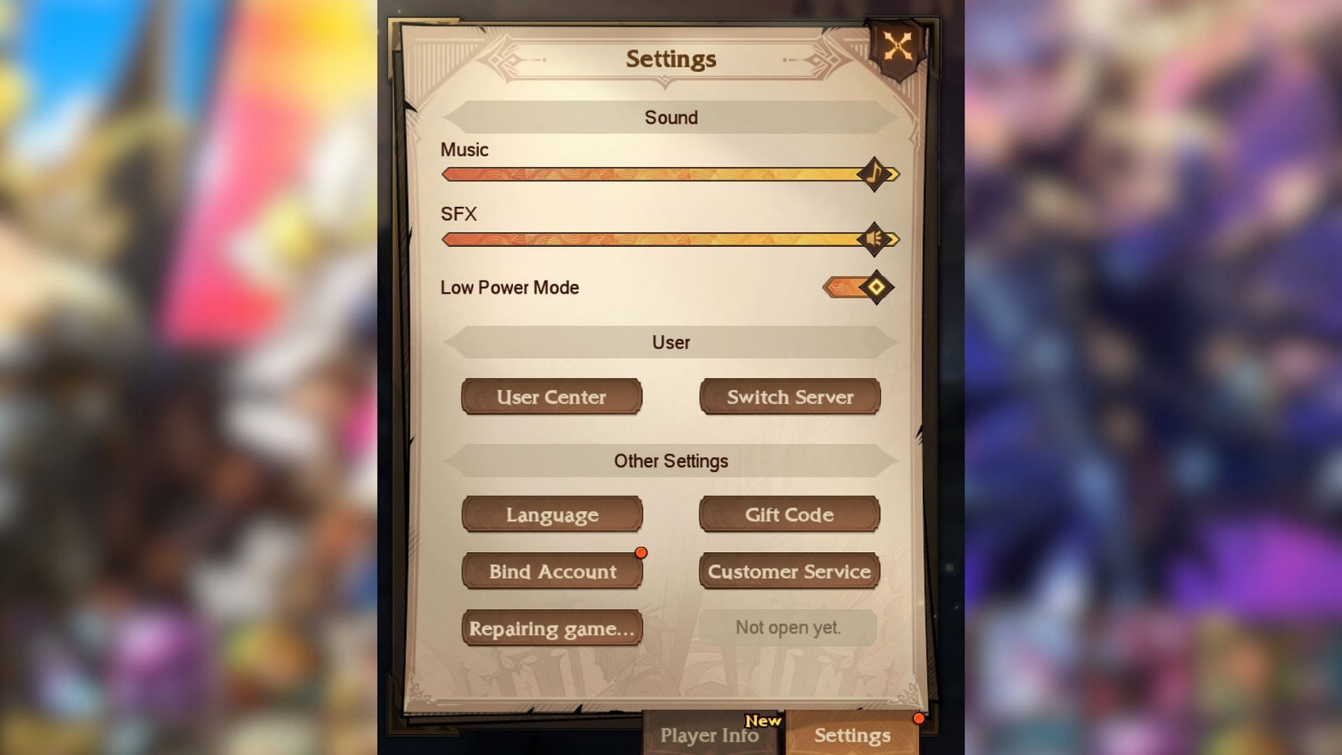 Navigate to the Settings menu and click the Switch Server button to reroll. (Image via Omnidream)