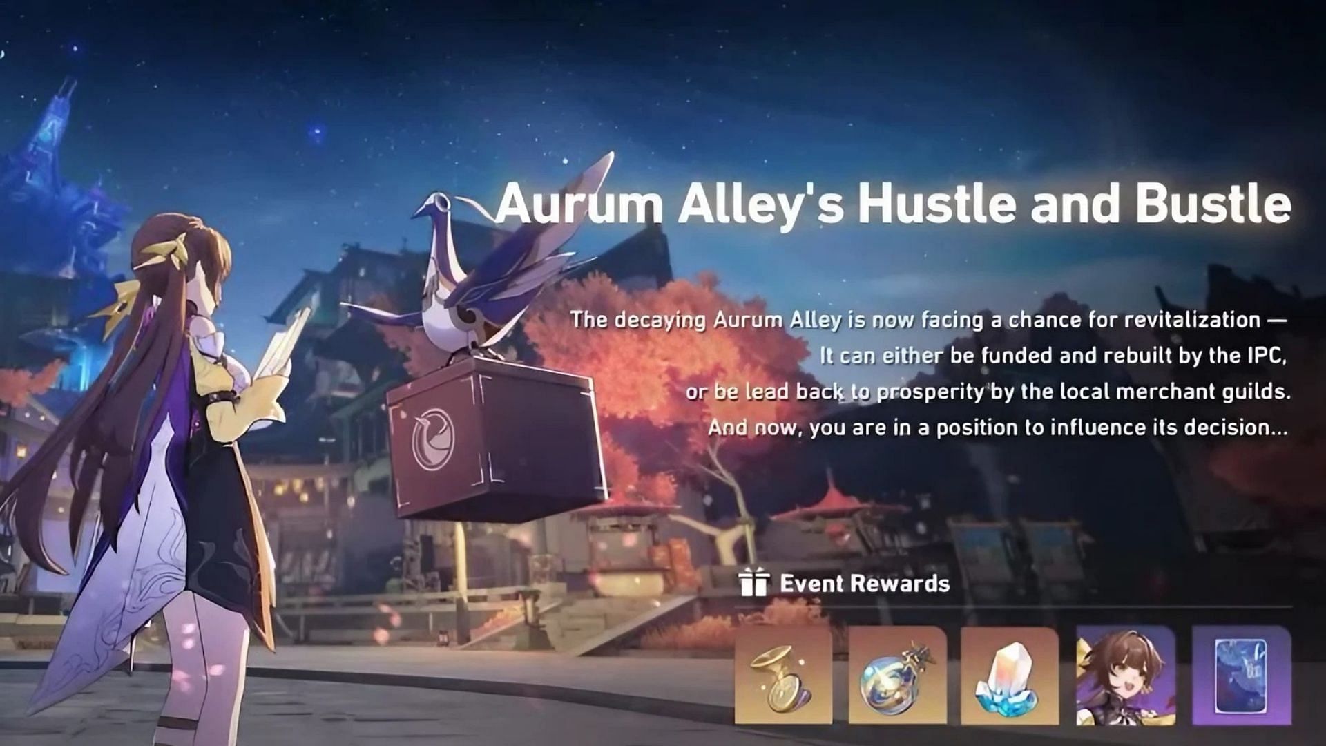 Aurum Alley event will drop Suhang as a free reward (Image via HoYoverse)