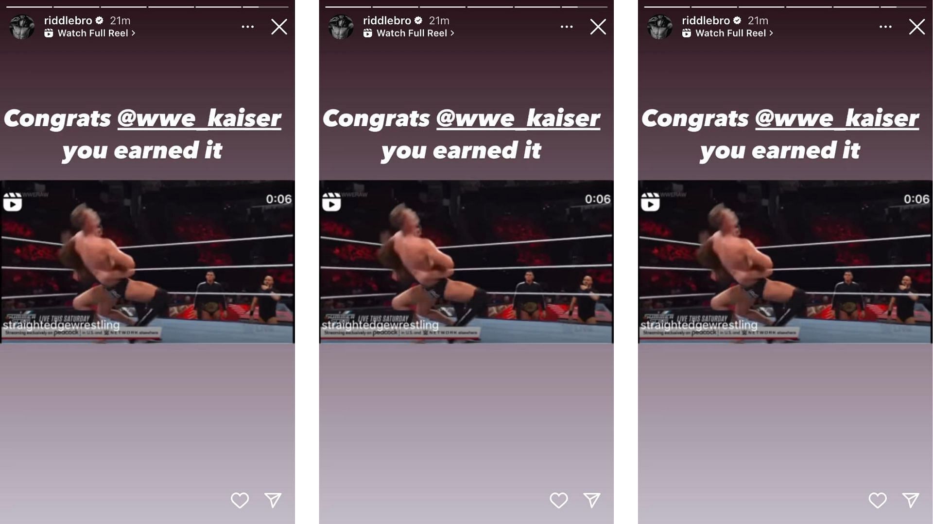 Riddle congratulates Ludwig Kaiser on Instagram.