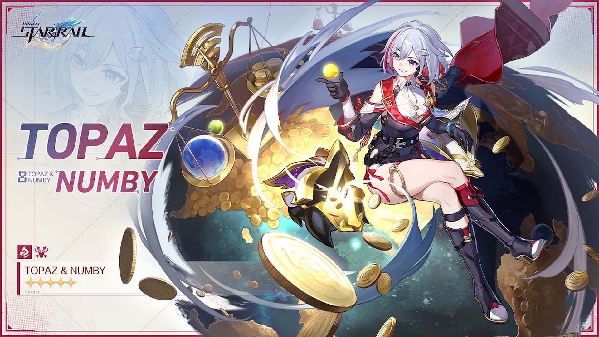 The official character banner for Topaz