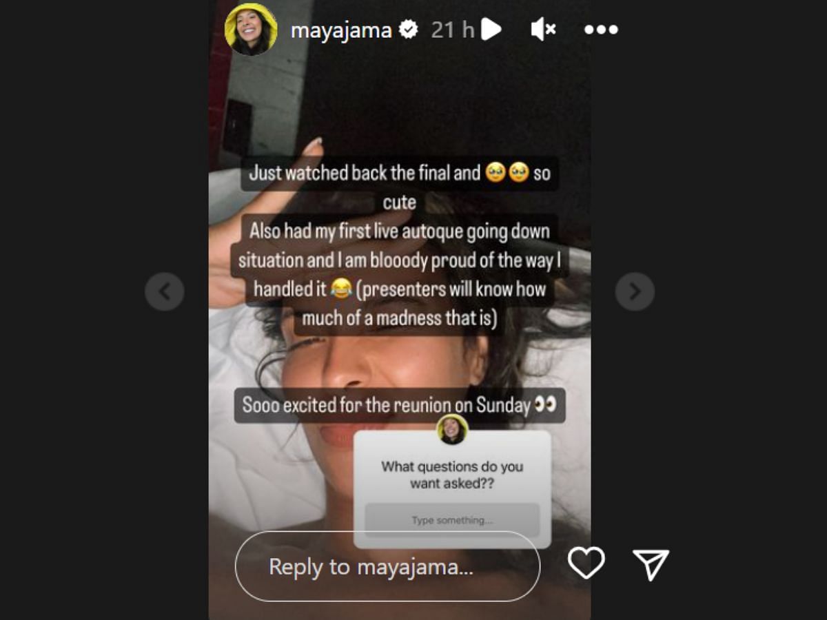 Maya praises herself for handling a tough situation (Image via mayajama/ Instagram stories )