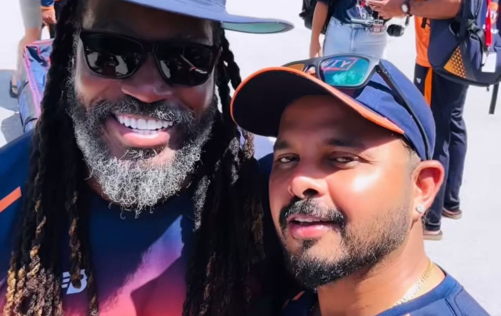 Chris Gayle (L) with Sreesanth. (Pic: Instagram)