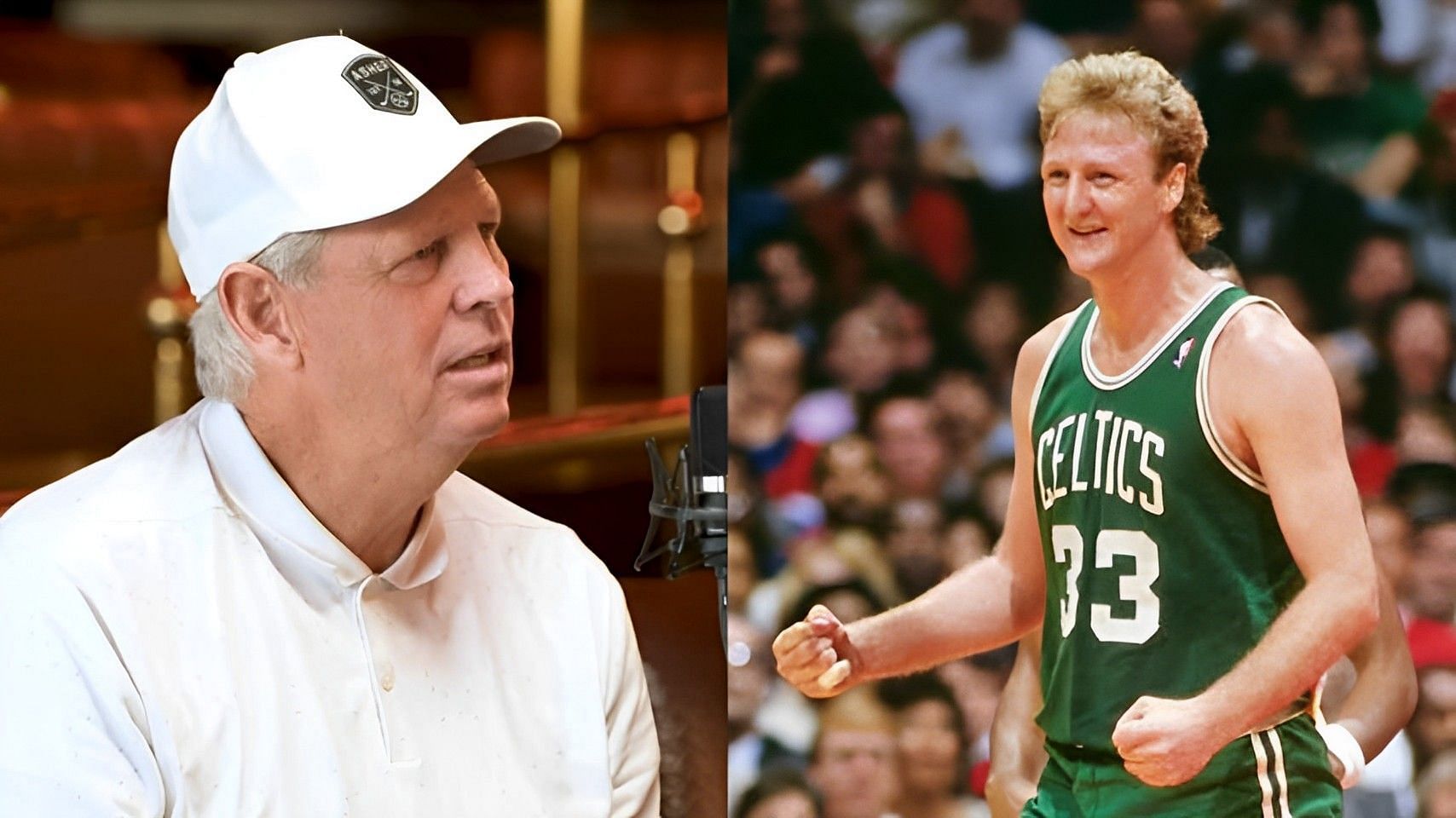 Former Boston Celtics guard Danny Ainge and Celtics legend Larry Bird