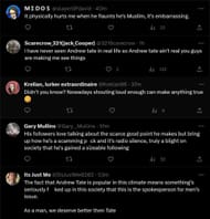 Netizens commenting on the YouTuber's call-out to Tate 5/5 (Image via Twitter)