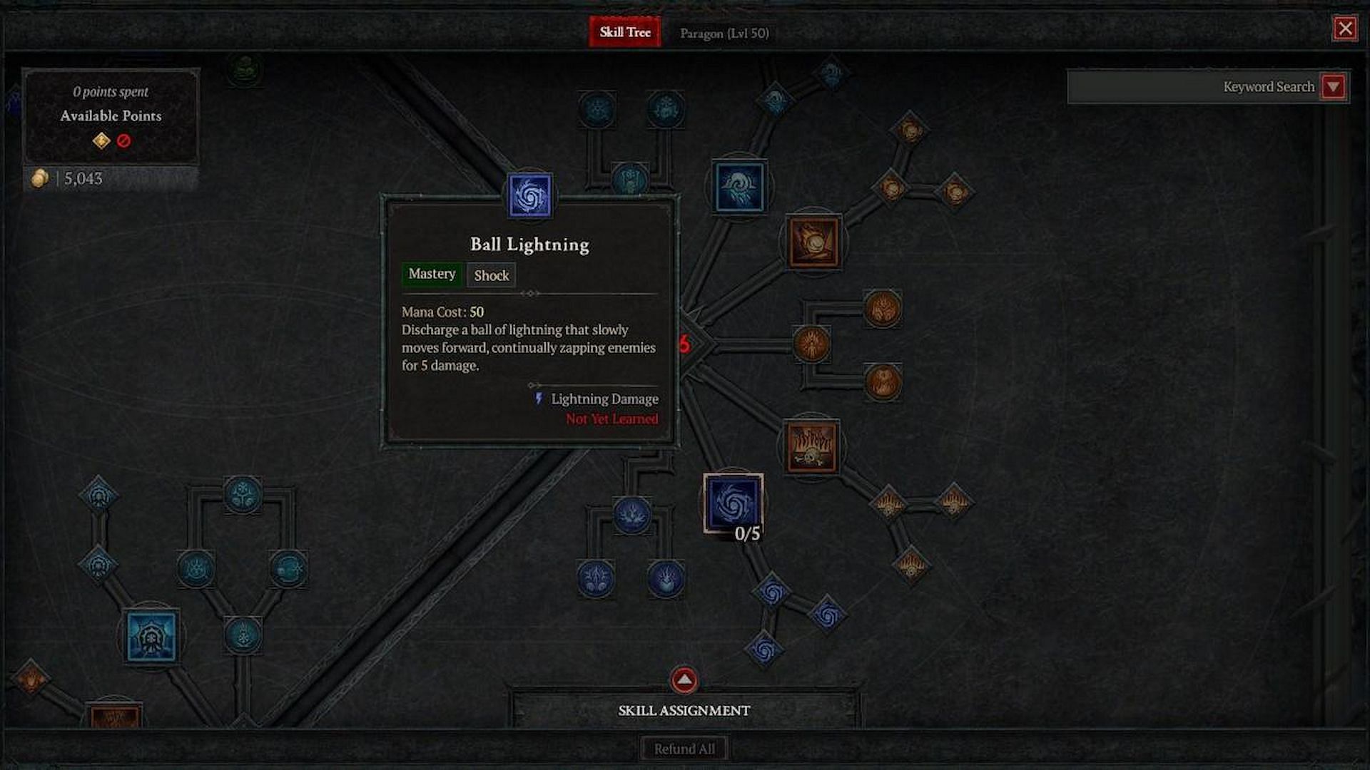 Ball Lightning skill is the basis of this build (Image via Diablo 4)