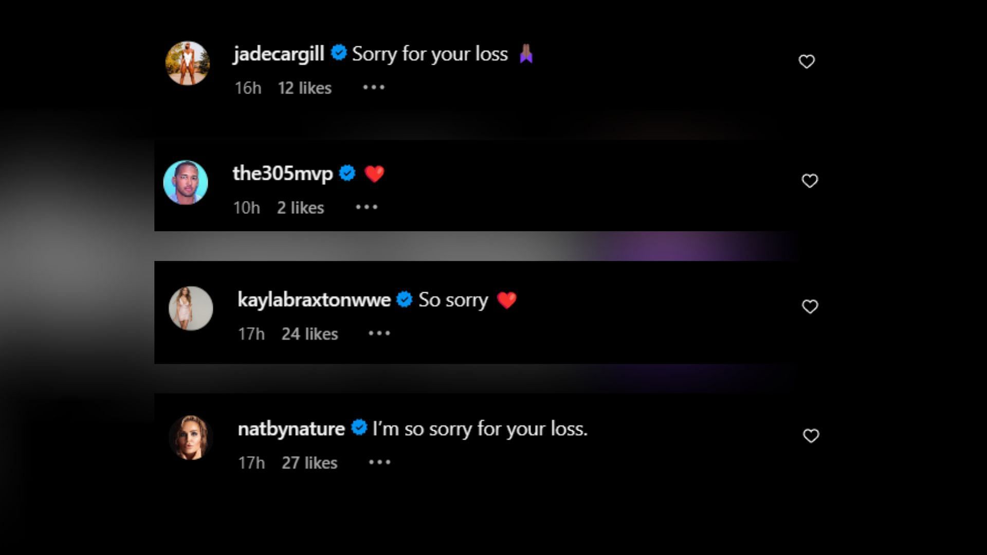 Screenshot of their replies