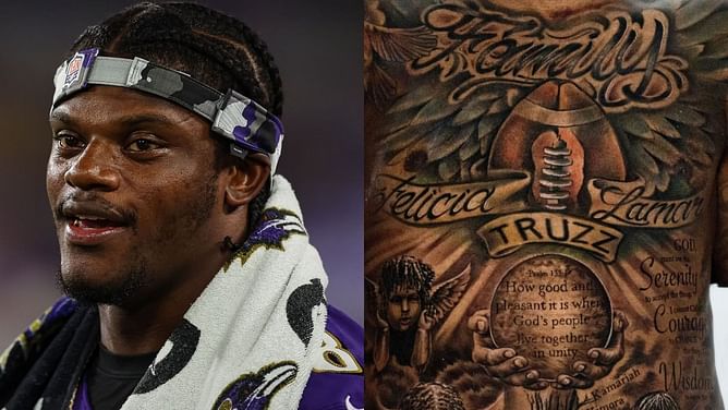 IN PHOTOS: Lamar Jackson shows off stunning stomach tattoo ahead of preseason matchup against Eagles