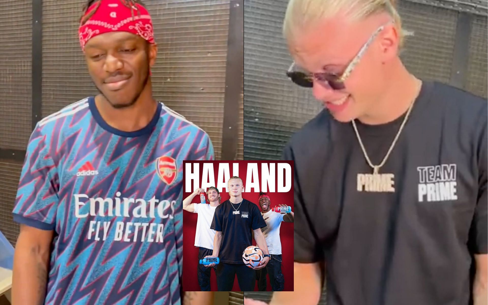 KSI and Erling Haaland (Image Courtesy - @DrinkPrime, @KSI on X/Twitter)