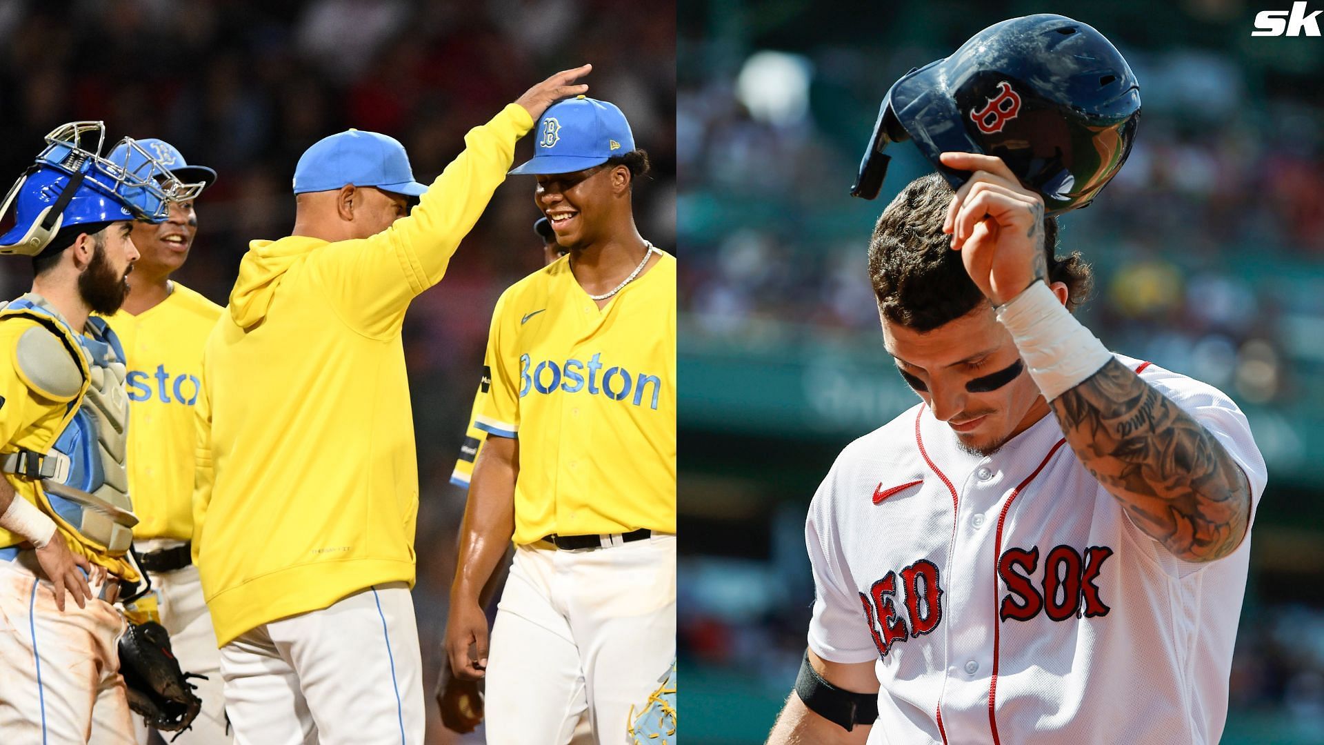 red sox blue and gold uniforms