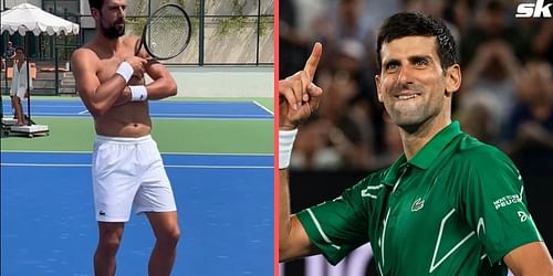 Novak Djokovic shows off his dance moves in a practice session at Cincinnati Open