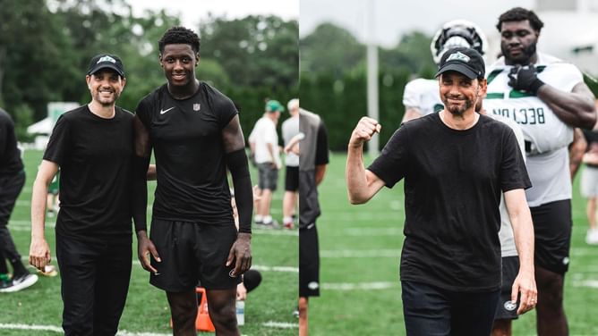IN PHOTOS: Karate Kid star Ralph Macchio links up with Sauce Gardner and others at New York Jets training camp