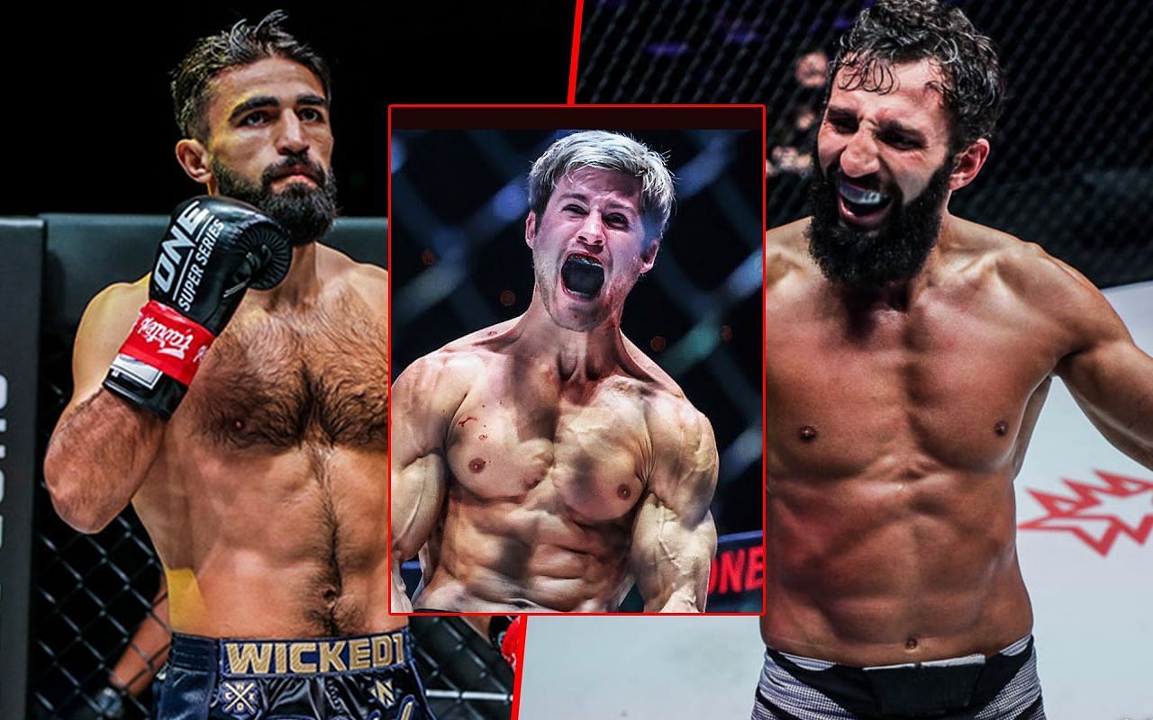 (From left) Marat Grigorian, Sage Northcutt, Chingiz Allazov. [Image: ONE Championship]