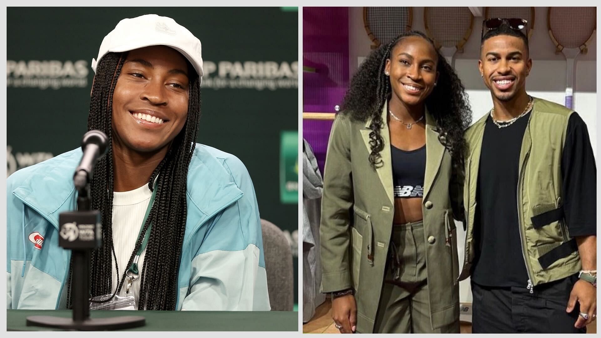 Coco Gauff(left) with Francisco Lindor(right)